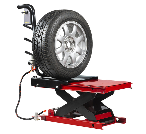 
Air-operated wheel lift for wheel balancers 