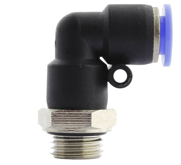 Angular plug connector for 8mm hose 1/4" thread