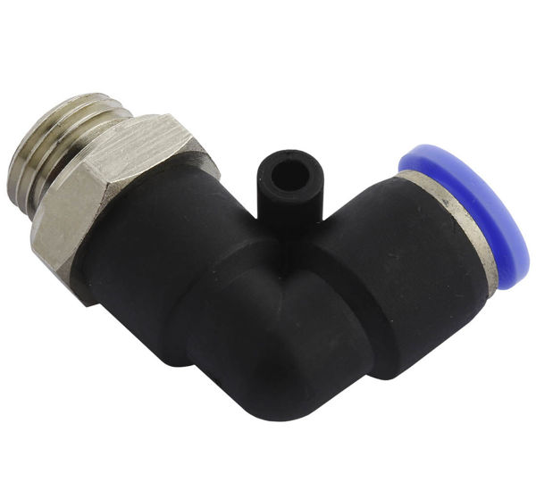 Angular plug connector for 8mm hose 1/4" thread