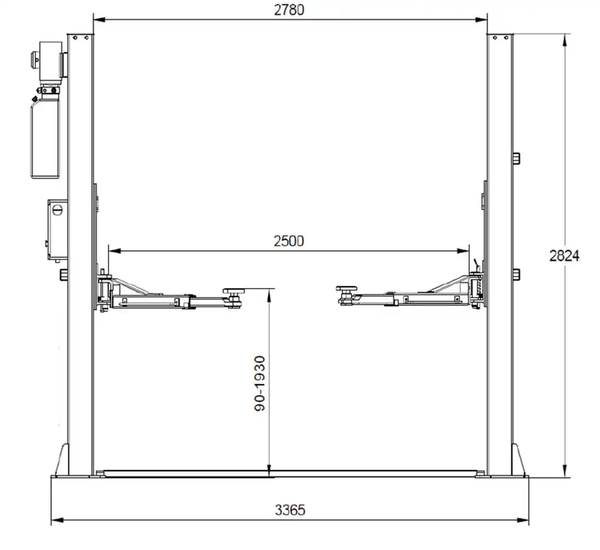 Automatic two post lift 4T REDATS L-220R with reinforcing base