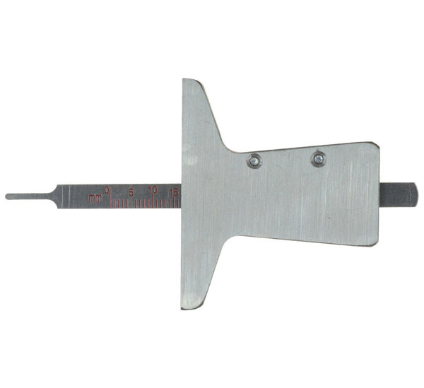 Metal tyre tread depth gauge - two measurement scales + case