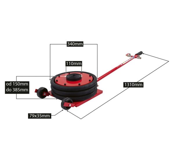 Red Pneumatic air jack - REDATS 4,5T + Overlay 3 cm