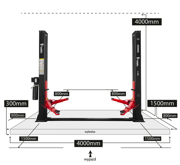 Semi-automatic two post lift 4,2T - REDATS L-205F