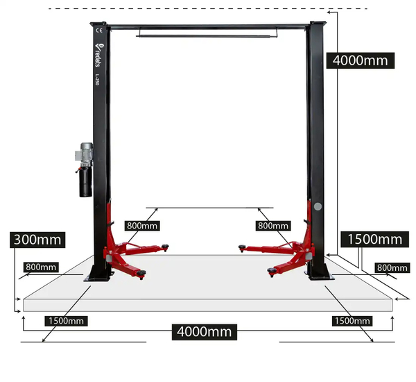 Semi-automatic two post lift 4T - REDATS L-250