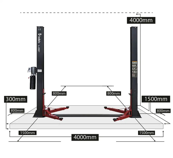 Semi-automatic two post lift 4T - REDATS L-200F