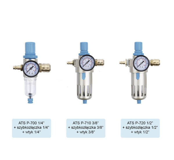 KIT Regulator with pressure gauge Air water separator REDATS filter P-710 1/2" STD + plug + quick coupling