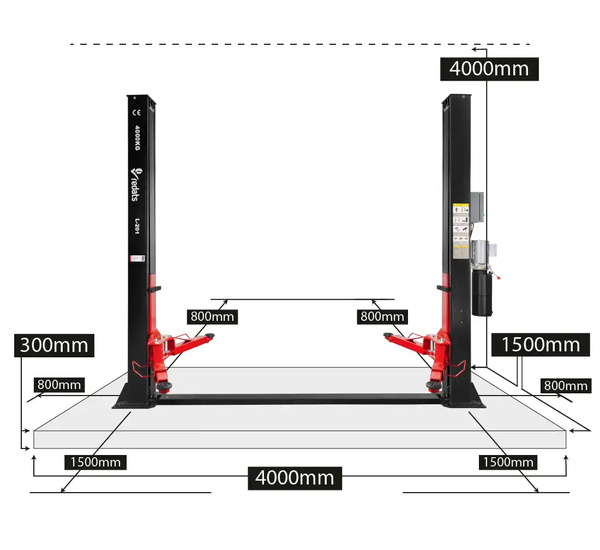 Semi-automatic two post lift REDATS L-201 with end switch and control box