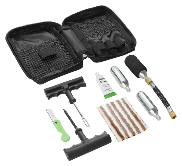 Portable tyre repair kit with CO2 - black case