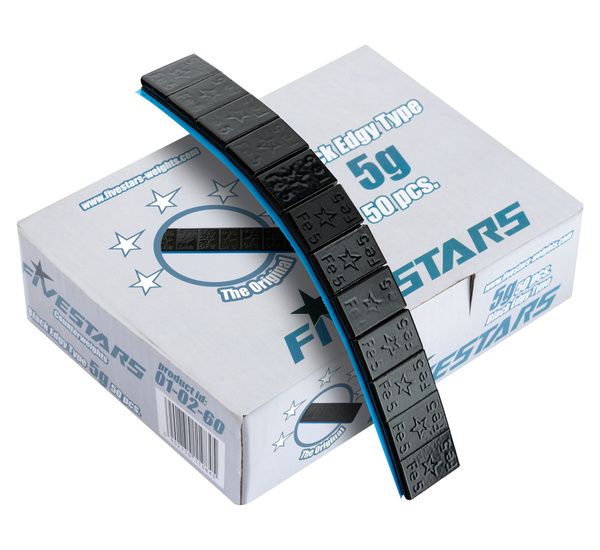 Fivestars adhesive weights - Edgy BLACK - 12x5g - 50 strips