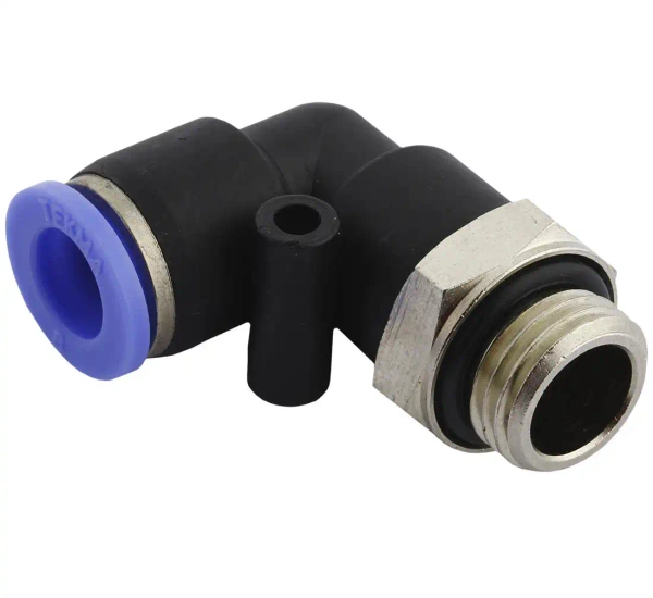 Angular plug connector for 8mm hose 1/4"" thread