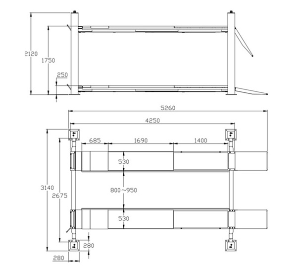 Semi-automatic four-post lift 4T - REDATS L-420