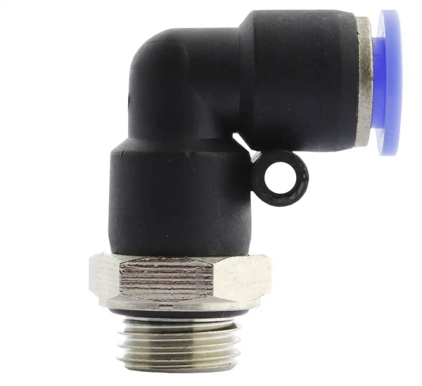 Angular plug connector for 8mm hose 1/4"" thread