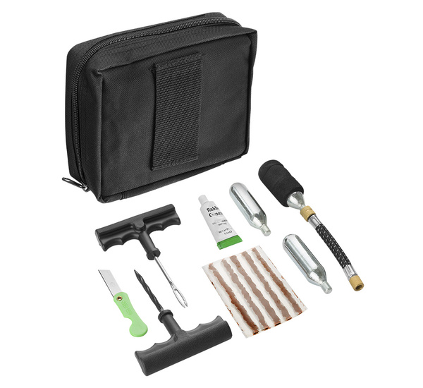 Portable tyre repair kit with CO2 - black case