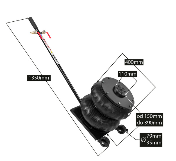 Pneumatic air jack - REDATS 8T + Overlay 3 cm