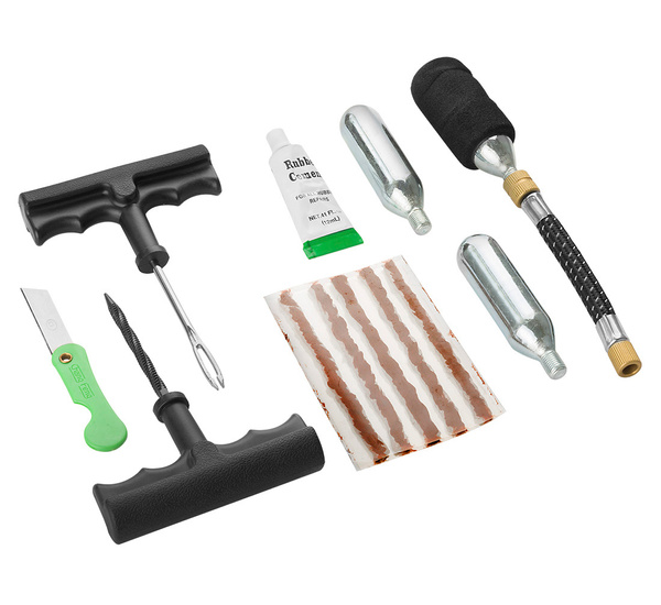 Portable tyre repair kit with CO2 - black case